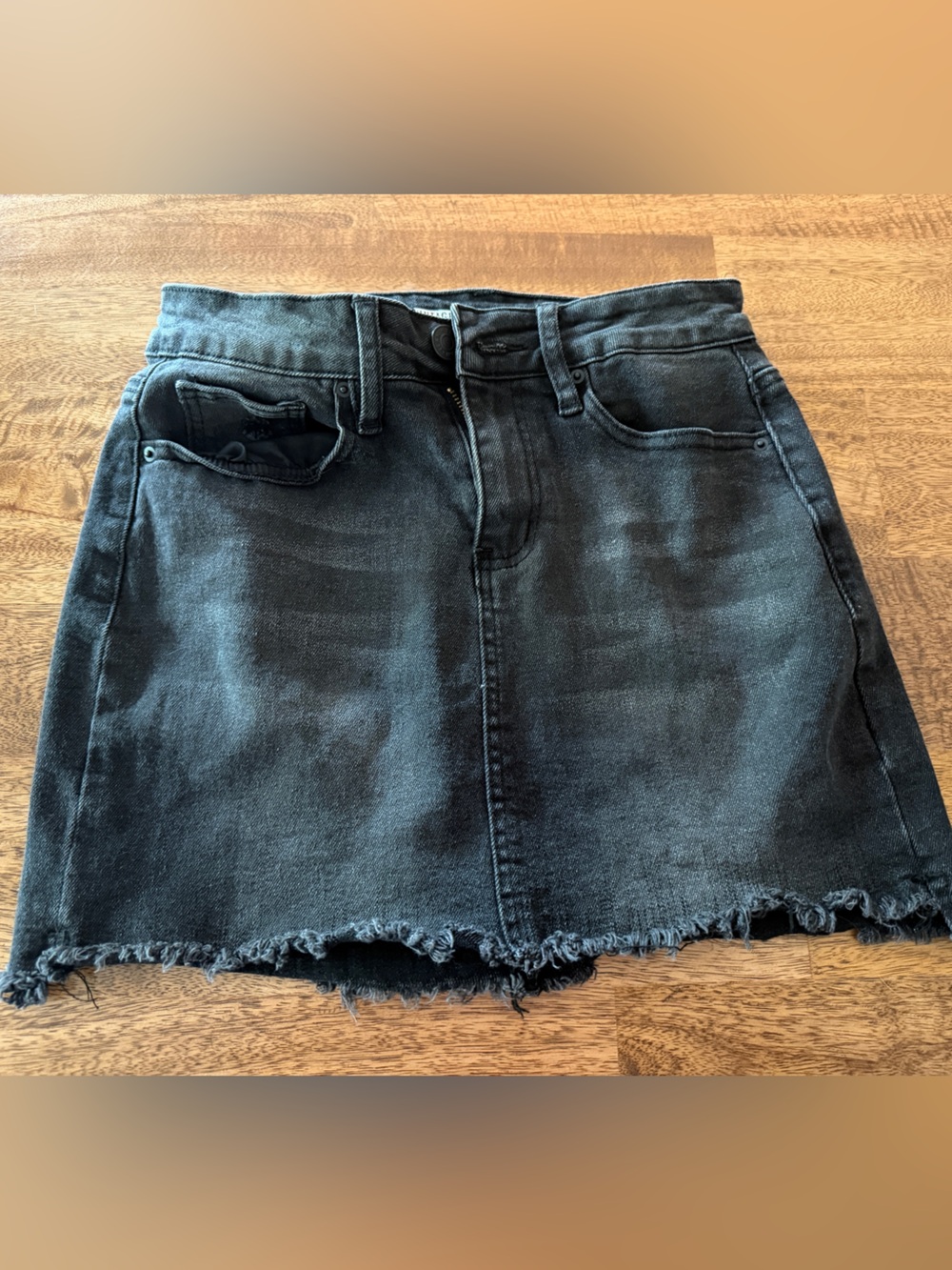 YMI Black Denim Frayed Hem Skirt